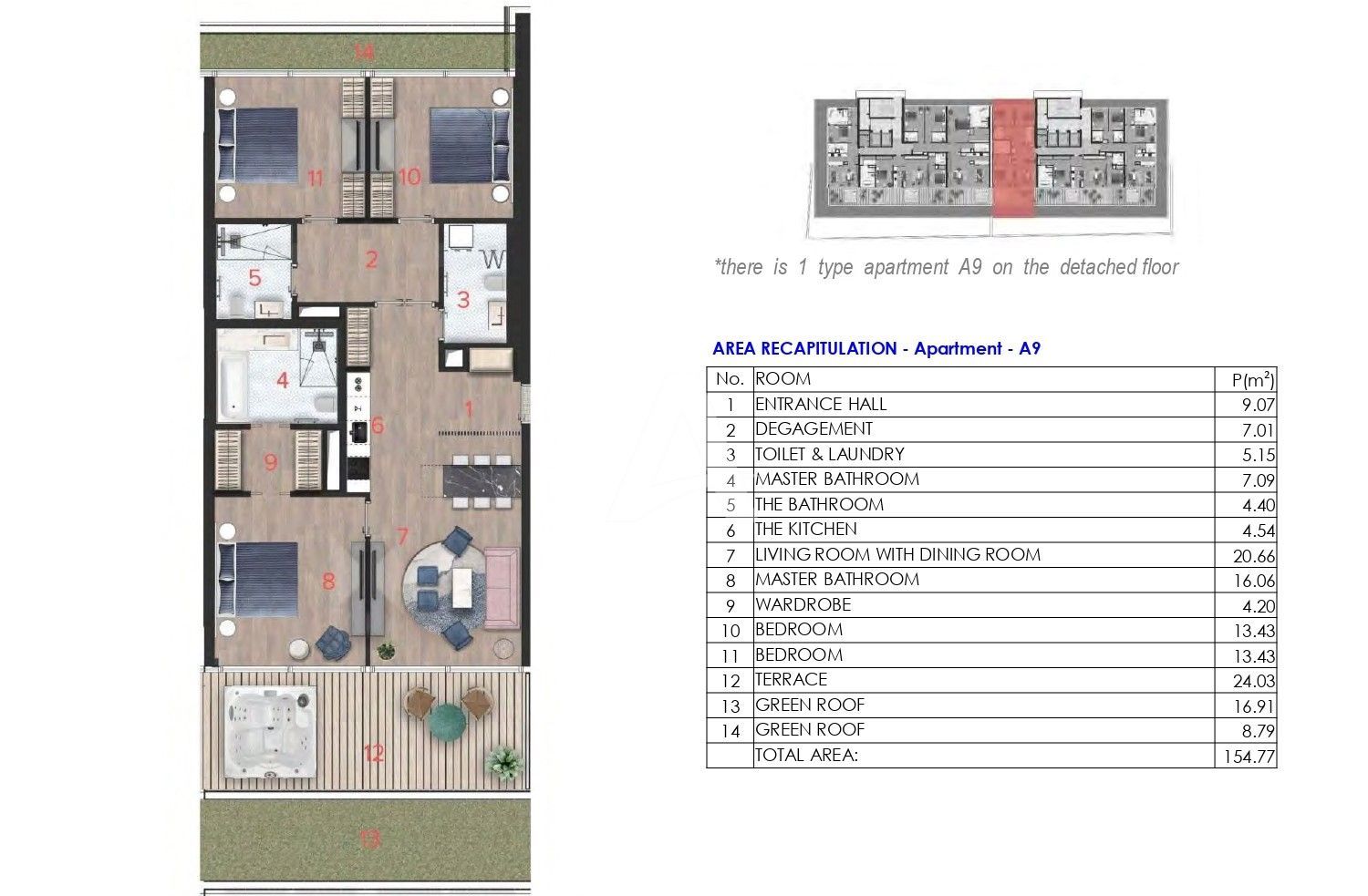 amforaproperty.com/Dvosoban stan 134m2 u novom Hotelsko apartmanskom kompleksu na prvoj liniji do mora u Budvi