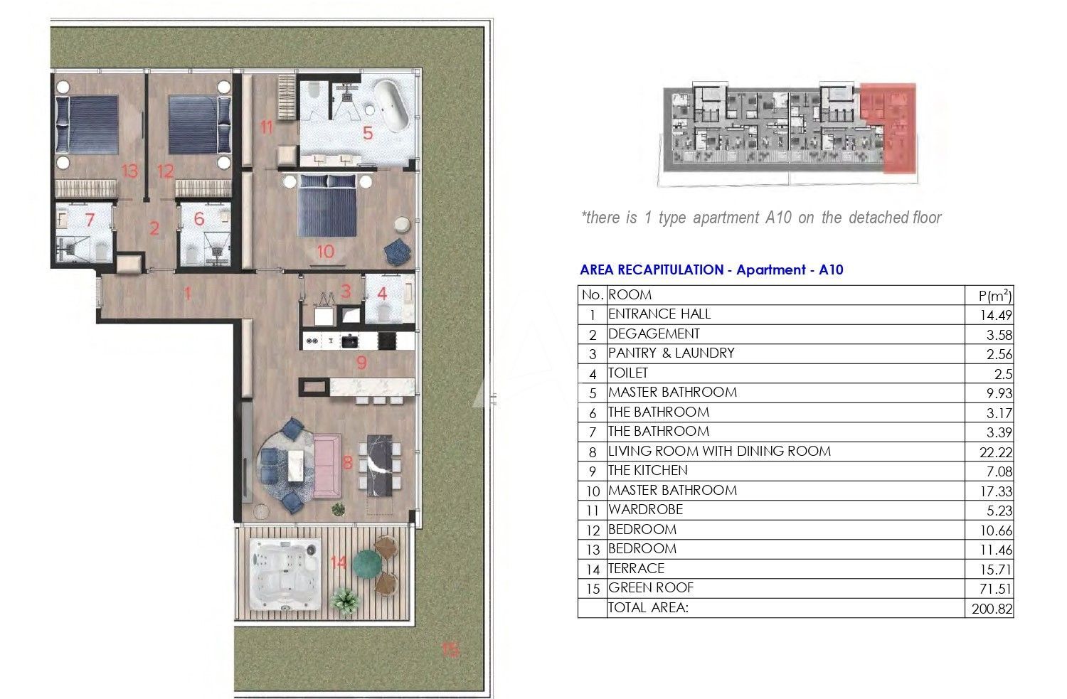 amforaproperty.com/Trosoban stan 246m2 sa pogledom na more i grad u novom Hotelsko apartmanskom kompleksu na prvoj liniji do mora u Budvi