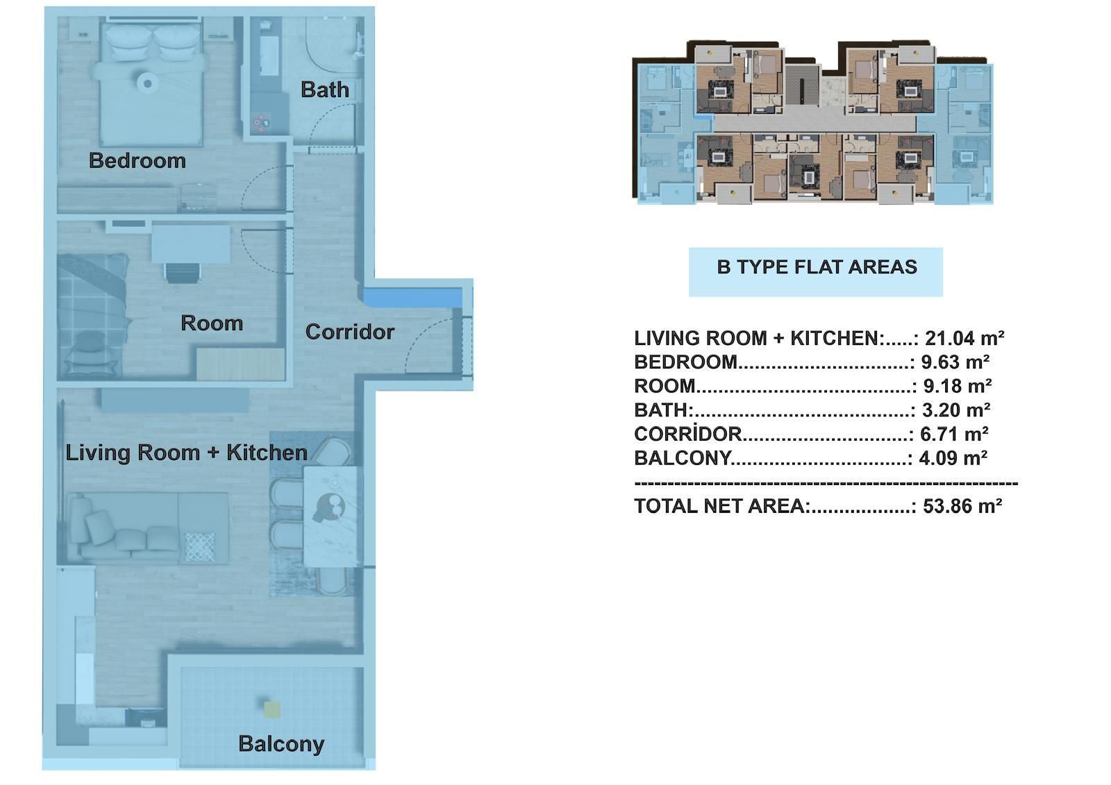 Prodaja stanova u novogradnji u Baru, Dobre Vode - Dvosoban stan 53,85m2 - Amfora Real Estate