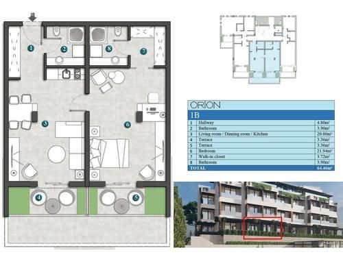 amforaproperty.com/Jednosoban stan 42m2+14m2 gratis terase u novom stambenom kompleksu sa bazenom-Kumbor,Herceg Novi