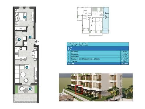 amforaproperty.com/Jednosoban stan 42m2+14m2 gratis terase u novom stambenom kompleksu sa bazenom-Kumbor,Herceg Novi