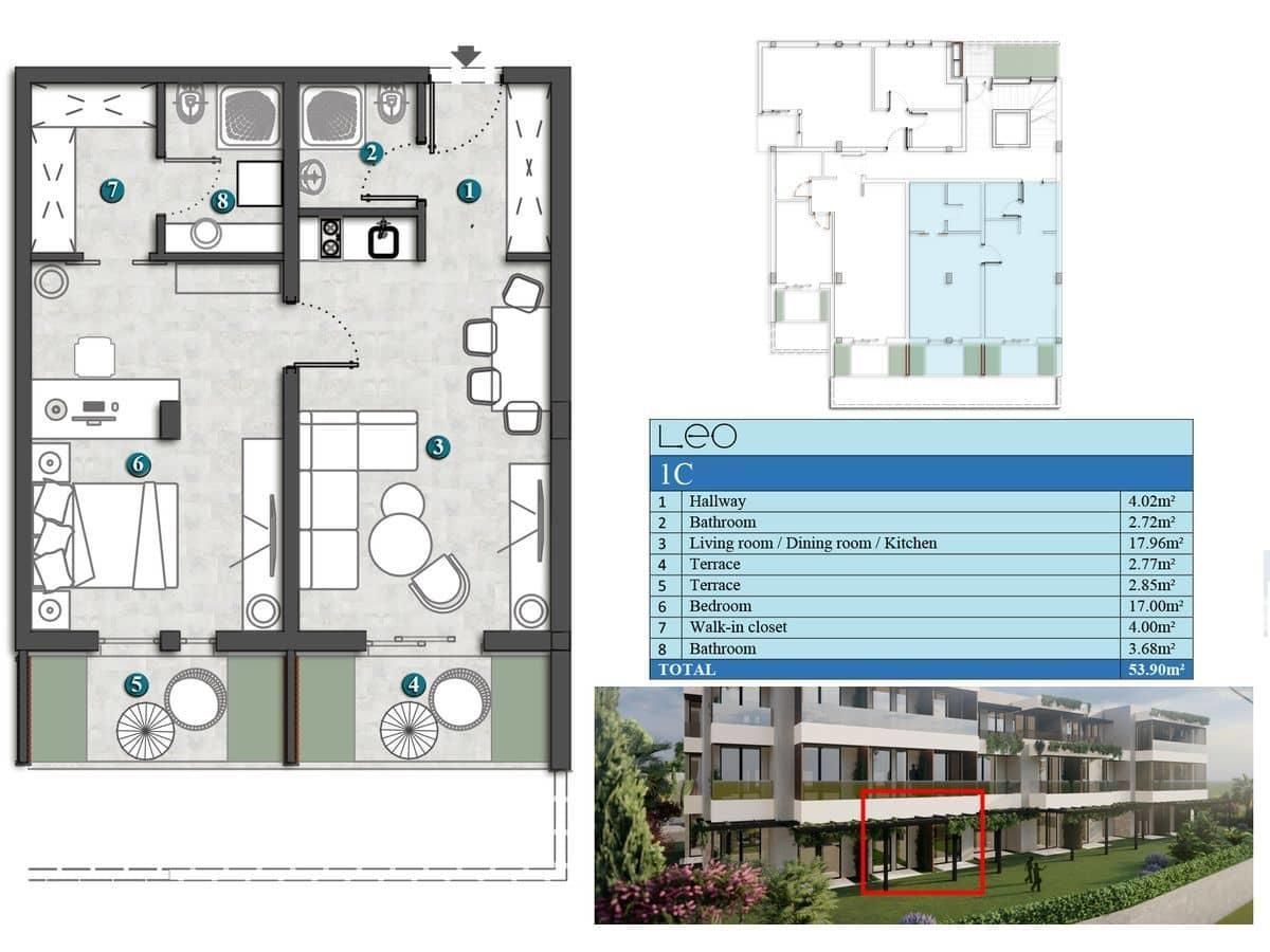 amforaproperty.com/Jednosoban stan 42m2+14m2 gratis terase u novom stambenom kompleksu sa bazenom-Kumbor,Herceg Novi