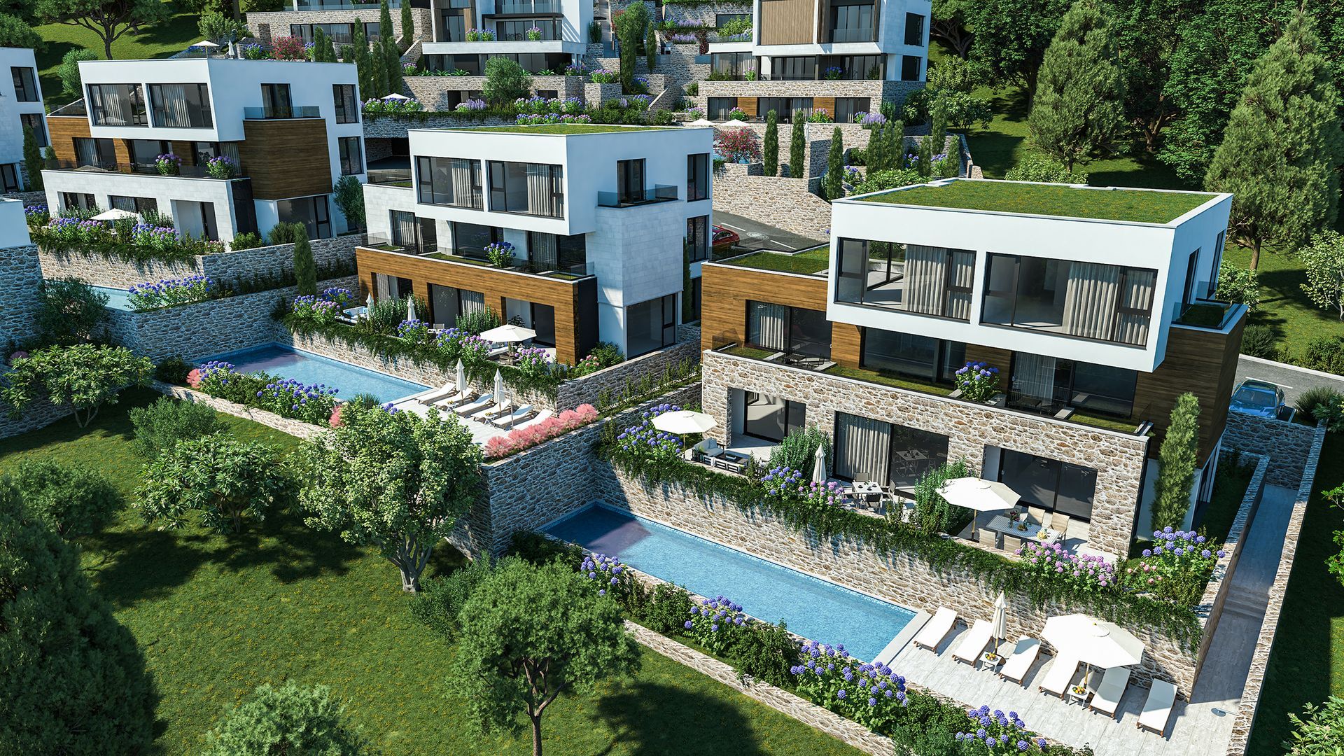 amforaproperty.com/Luksuzna vila u novom kompleksu u Tivtu, Donja Lastva, sa pogledom na more, privatnim bazenom i podzemnom garažom!  (VILA C)