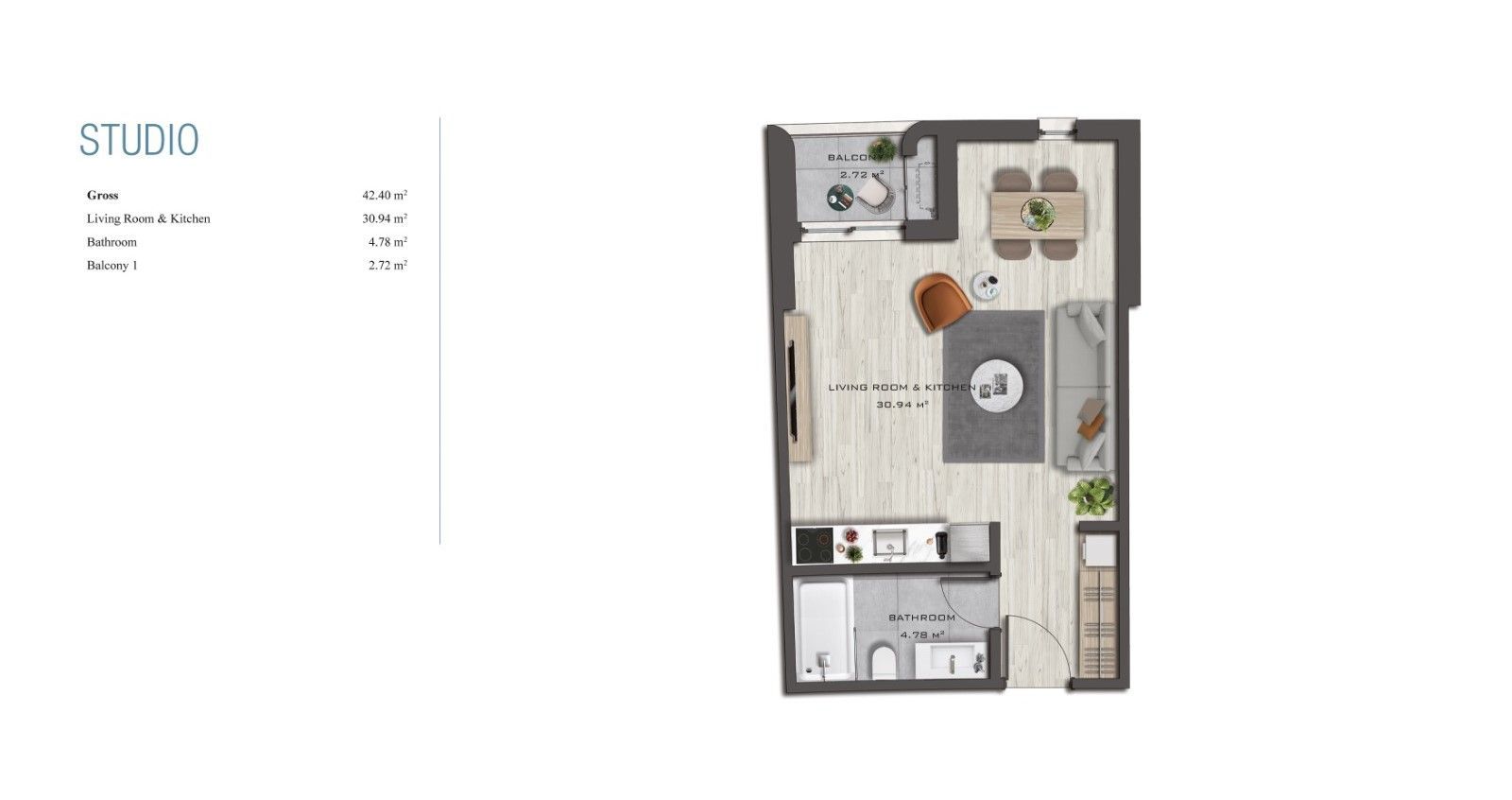 amforaproperty.com/Prodaja stanova u ekskluzivnom kompleksu sa pogledom na more i zelenim površinama,Bar (Studio apartman 31.23m2)