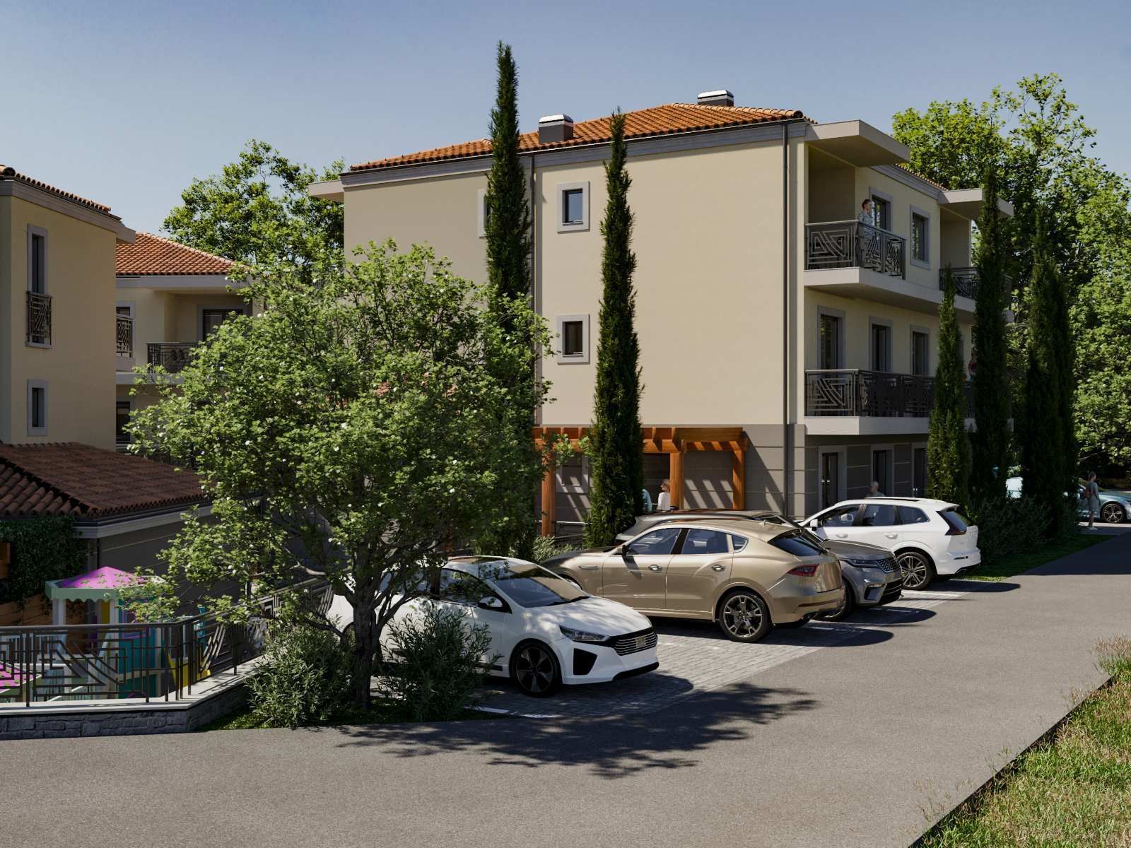 amforaproperty.com/Jednosoban Stan 43m² + 49m2 dvorista  u Novom Stambenom Kompleksu u Izgradnji - Lastva Grbaljska, Budva