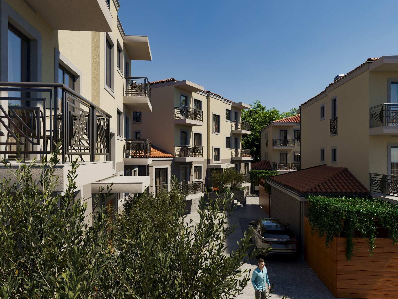 amforaproperty.com/Jednosoban Stan 43m² + 49m2 dvorista  u Novom Stambenom Kompleksu u Izgradnji - Lastva Grbaljska, Budva