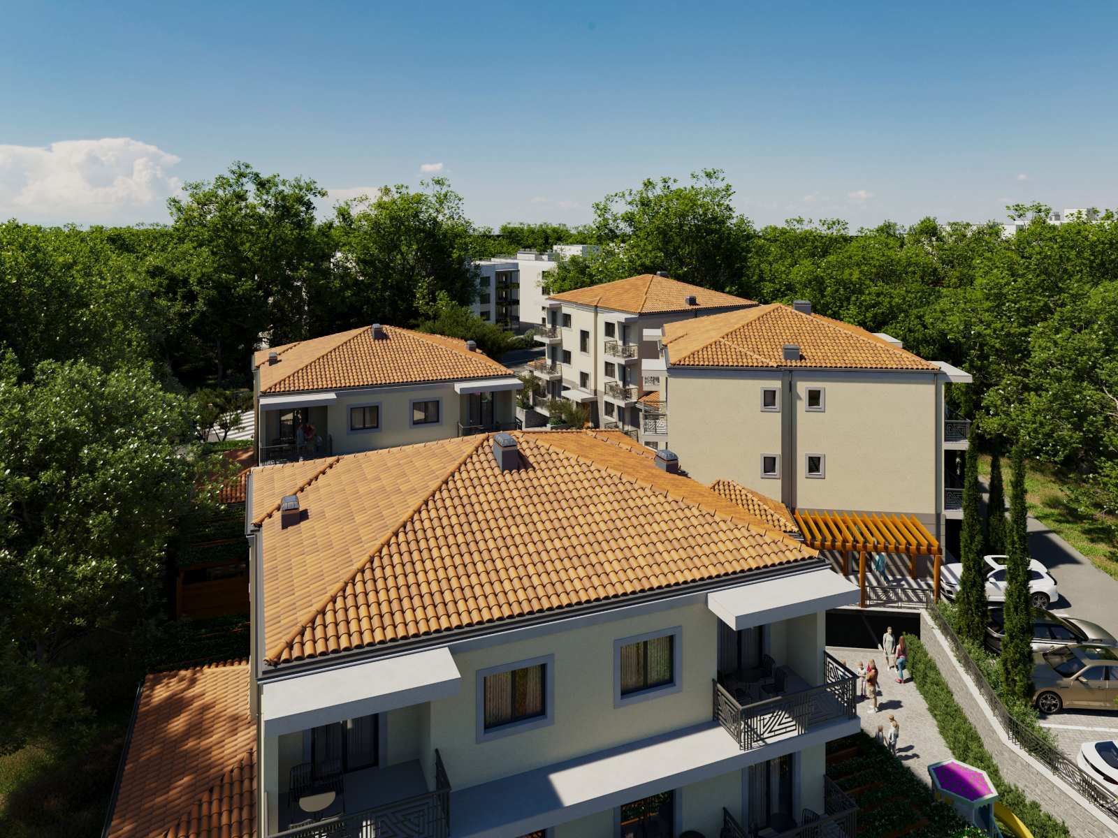 amforaproperty.com/Jednosoban Stan 43m² + 49m2 dvorista  u Novom Stambenom Kompleksu u Izgradnji - Lastva Grbaljska, Budva