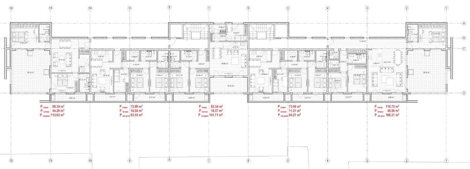 amforaproperty.com/Jednosoban stan 43m² + gratis terasa u novom kompleksu sa bazenom u izgradnji, Budva