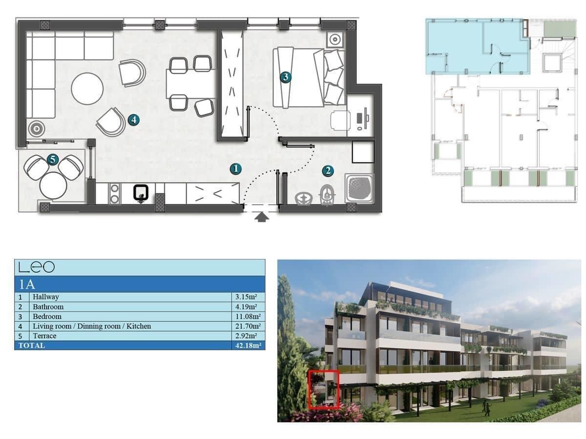 amforaproperty.com/Studio apartman 31.67m2+43m2 gratis terase u novom stambenom kompleksu sa bazenom-Kumbor,Herceg Novi