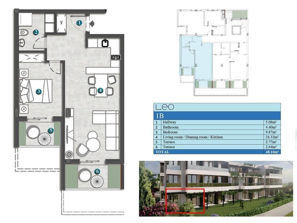 amforaproperty.com/Studio apartman 31.67m2+43m2 gratis terase u novom stambenom kompleksu sa bazenom-Kumbor,Herceg Novi