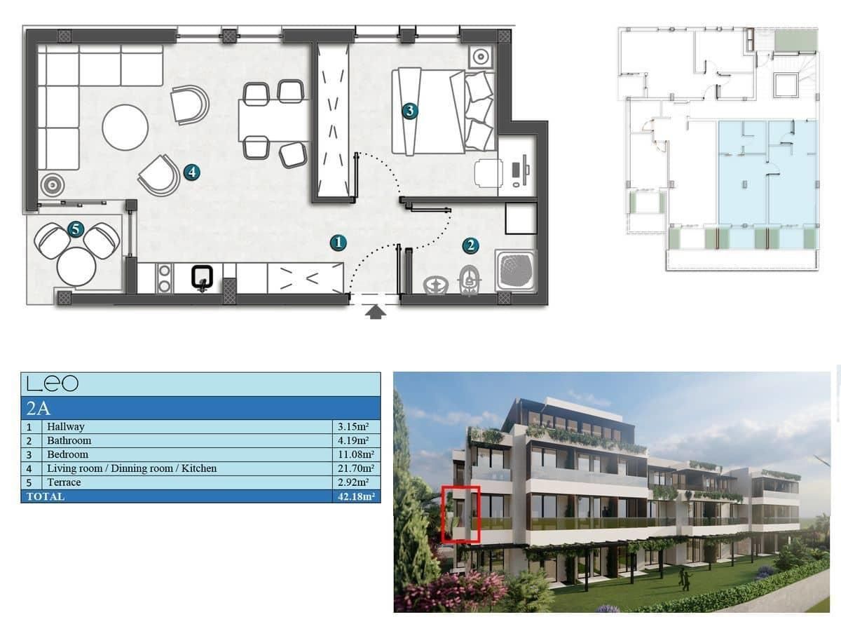 amforaproperty.com/Studio apartman 31.67m2+43m2 gratis terase u novom stambenom kompleksu sa bazenom-Kumbor,Herceg Novi