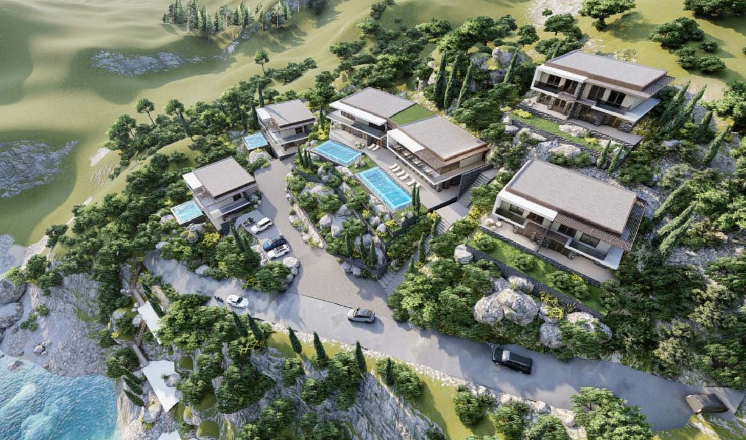 amforaproperty.com/Ekskluzivan plac 5000m2 sa projektom za vile i hotel na obali mora – Zagora, Kotor