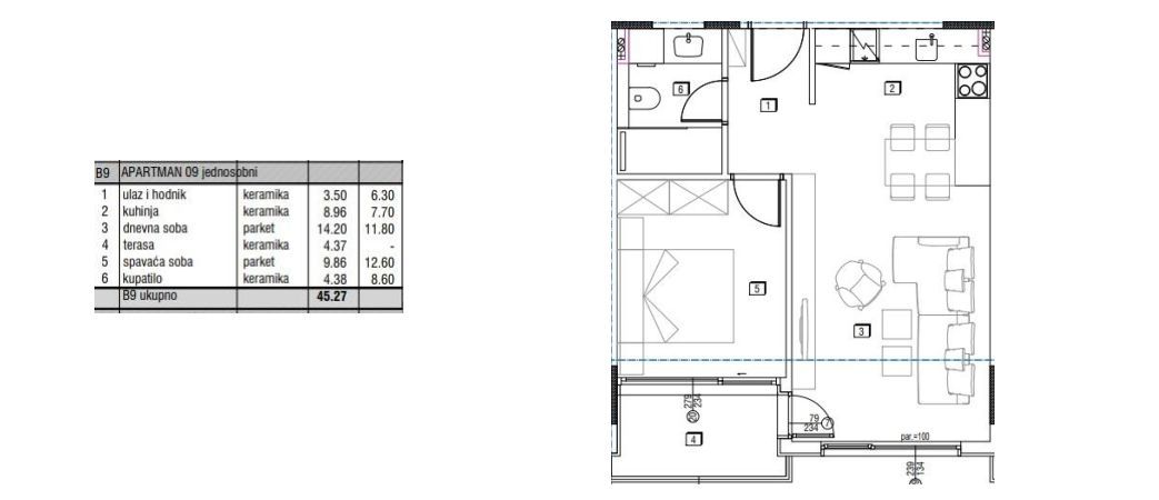 amforaproperty.com/Jednosoban stan 45.27m2 u novom stambenom kompleksu u izgradnji,Radanovici-Kotor