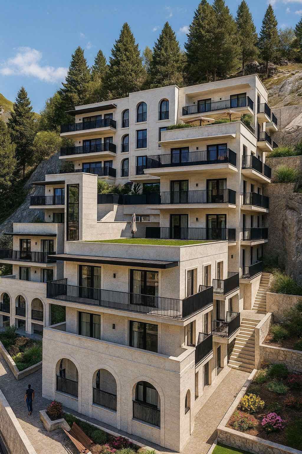 Jednosoban apartman 53,73m2+94,5m2 zelena terasa sa pogledom na more u novom luksuznom kompleksu u Budvi (Mogućnost kupovine putem hipotekarnog kredita) - Amfora Real Estate