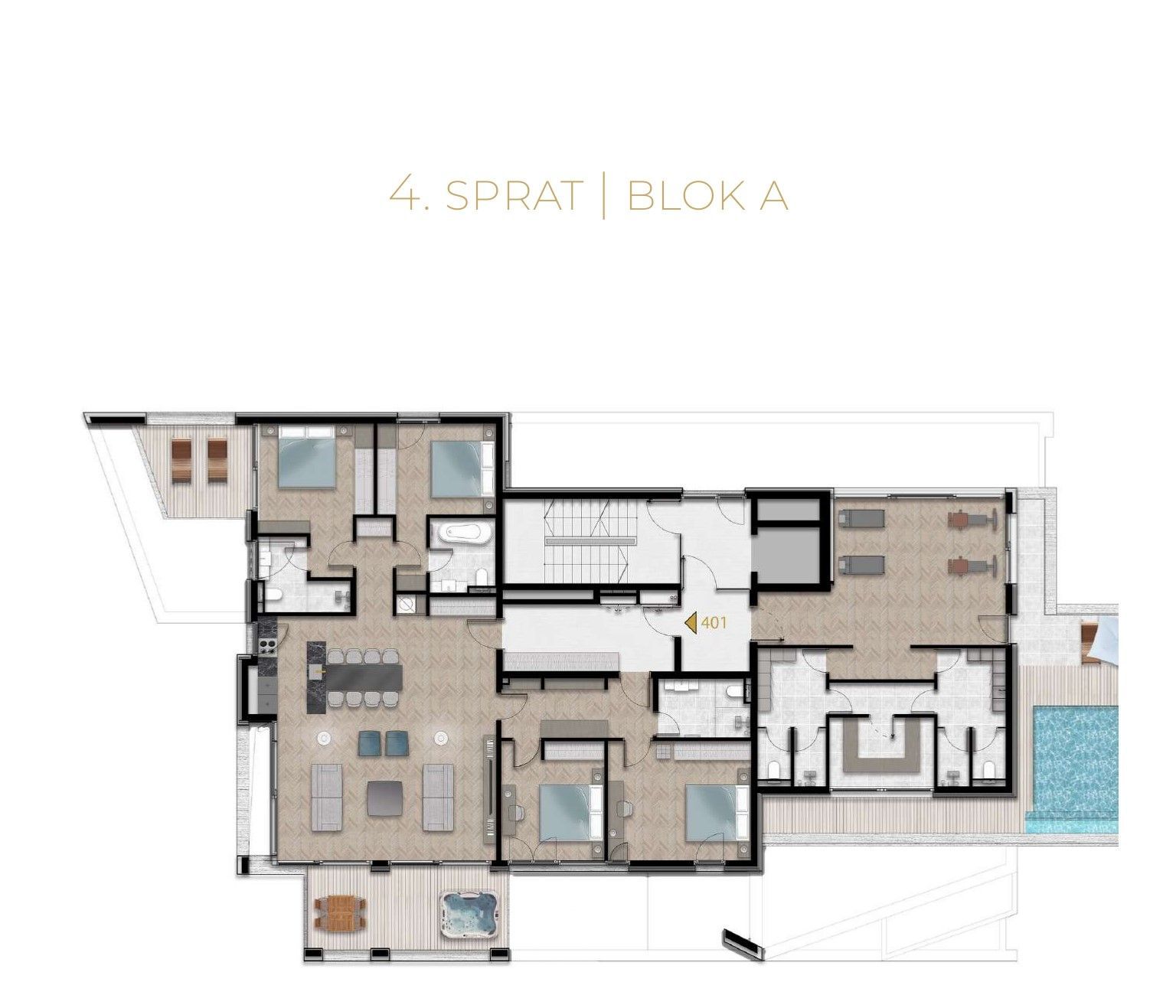 Trosoban penthouse sa krovnim bazenom u novom luksuznom stambenom kompleksu ,Tivat,Porto Montenegro - Amfora Real Estate