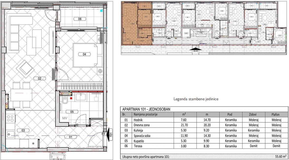 amforaproperty.com/Jednosoban stan 55.60m2 sa pogledom na more u novom kompleksu – Đuraševići, Tivat