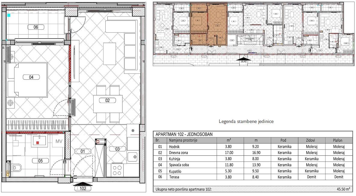 amforaproperty.com/Jednosoban stan 45.50m2 sa pogledom na more u novom kompleksu – Đuraševići, Tivat