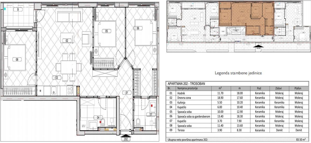 amforaproperty.com/Trosoban stan 83.50m2 sa pogledom na more u novom kompleksu – Đuraševići, Tivat