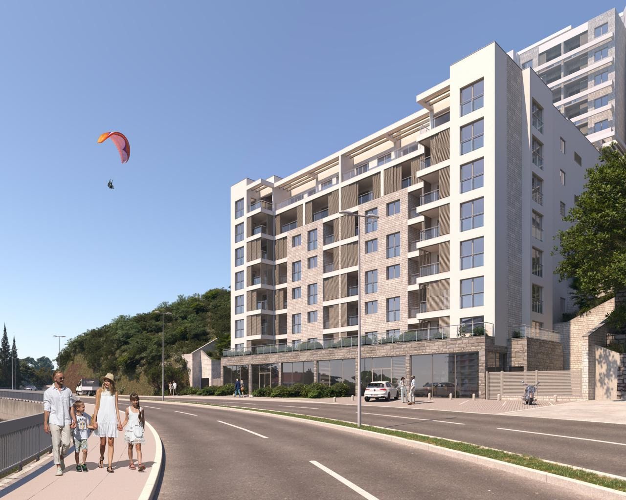 amforaproperty.com/Trosoban stan 85m2 u novom luksuznom stambenom kompleksu u izgradnji u Bečićima, bez poreza, 200 metara od plaže, sa pogledom na more
