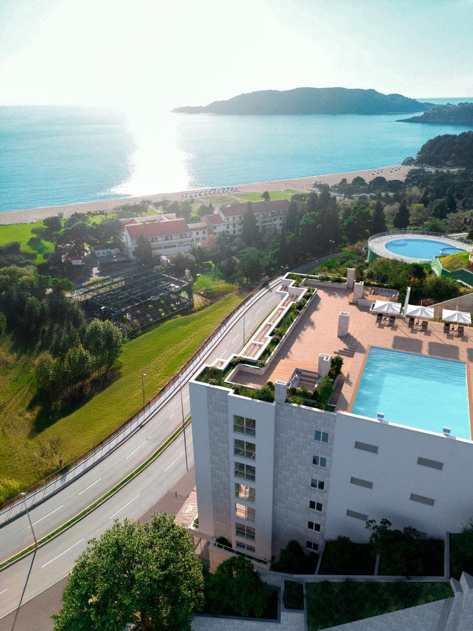 amforaproperty.com/Trosoban stan 87m2 u novom luksuznom stambenom kompleksu u izgradnji u Bečićima, bez poreza, 200 metara od plaže, sa pogledom na more