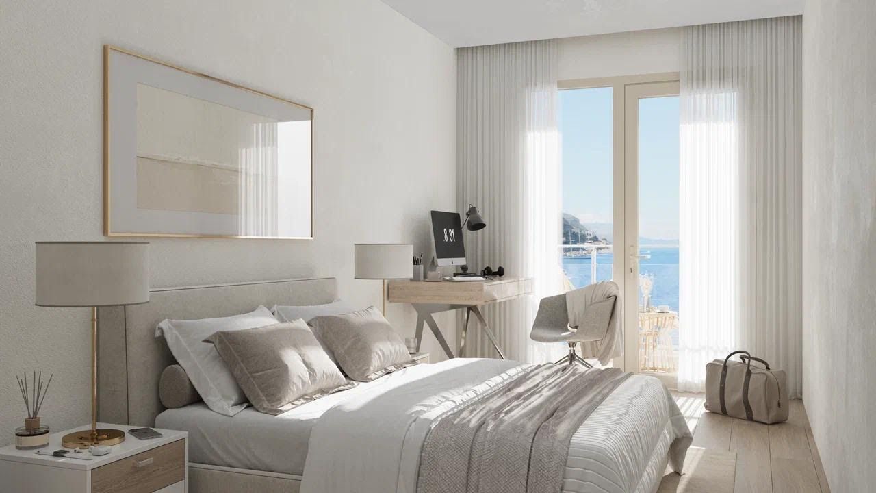 amforaproperty.com/Jednosoban stan 53m2 u novom luksuznom stambenom kompleksu u izgradnji u Bečićima, bez poreza, 200 metara od plaže, sa pogledom na more