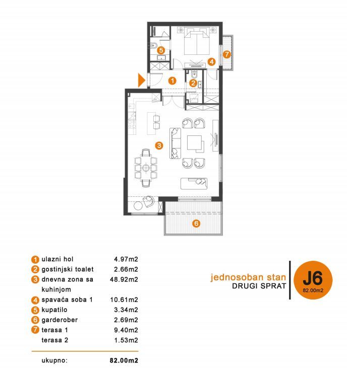 amforaproperty.com/Jednosoban Stan 82m² u novom stambenom kompleksu na prvoj liniji mora – Donja Lastva, Tivat