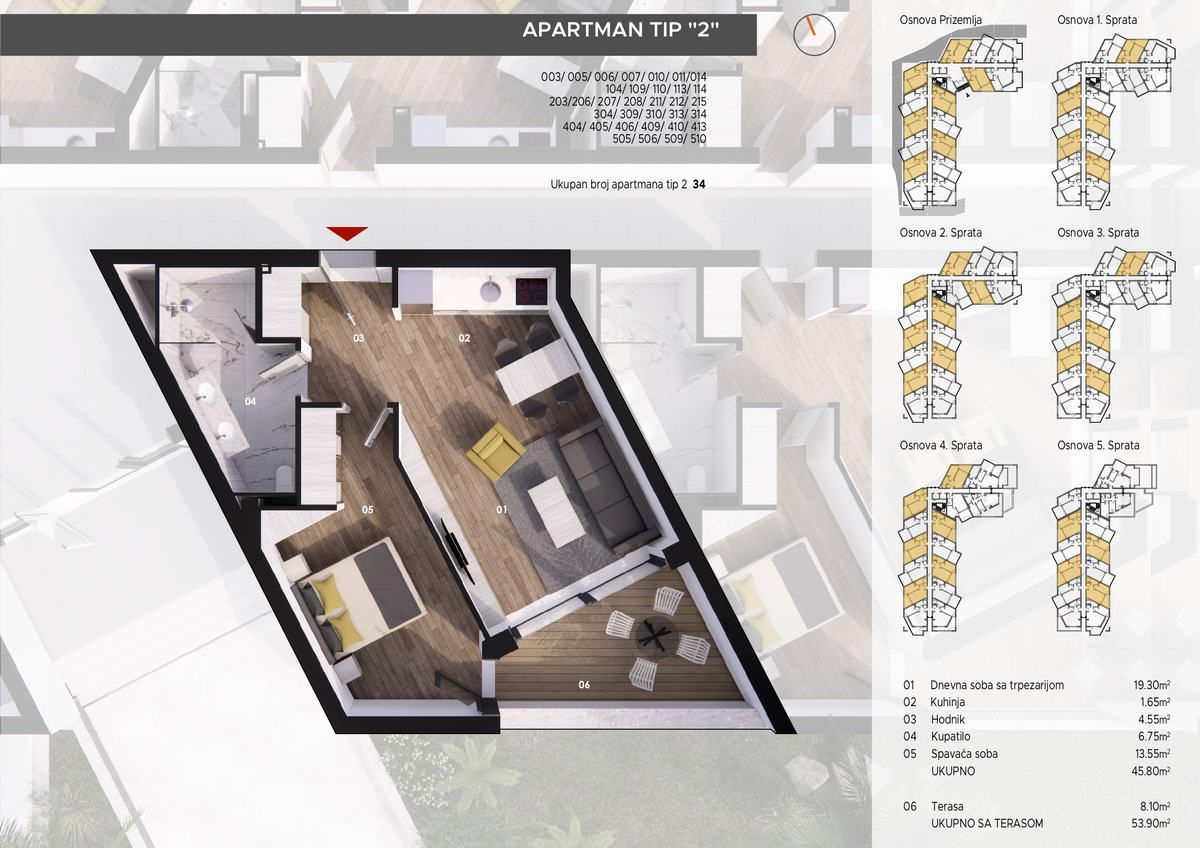 Nov jednosoban opremljen stan 52m2 u novom stambenom kompleksu u Becicima. - Amfora Real Estate