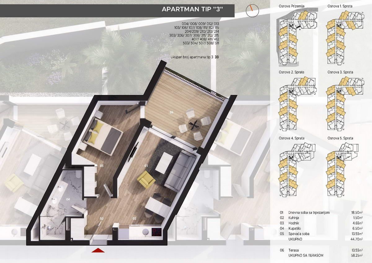 Jednosoban stan 60m2 u novom stambenom kompleksu u Becicima. - Amfora Real Estate