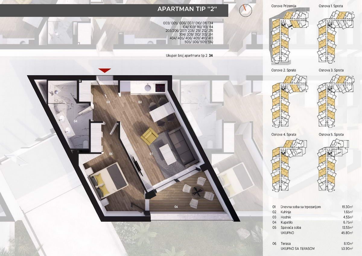 Jednosoban stan 60m2 u novom stambenom kompleksu u Becicima. - Amfora Real Estate