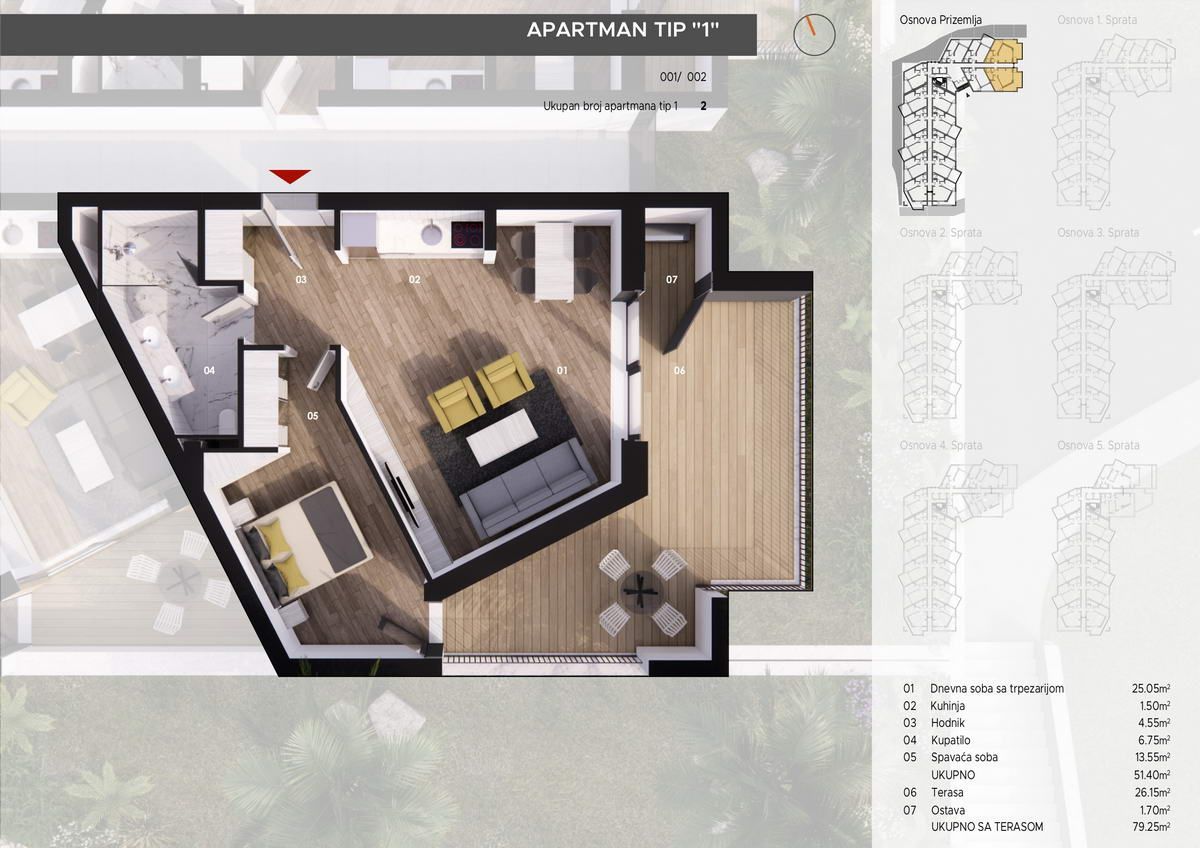 Jednosoban stan 60m2 u novom stambenom kompleksu u Becicima. - Amfora Real Estate