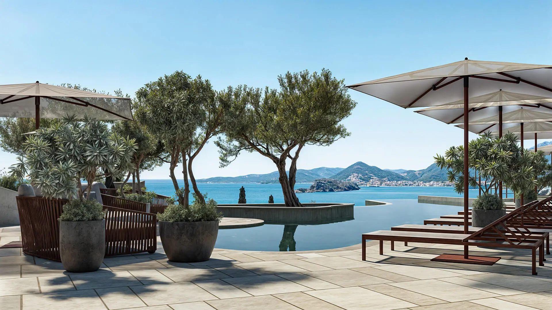 Ekskluzivni luksuzni stambeni kompleks sa panoramskim pogledom na more, spa centrom i vrhunskim sadržajima u Reževićima, Budva - Amfora Real Estate