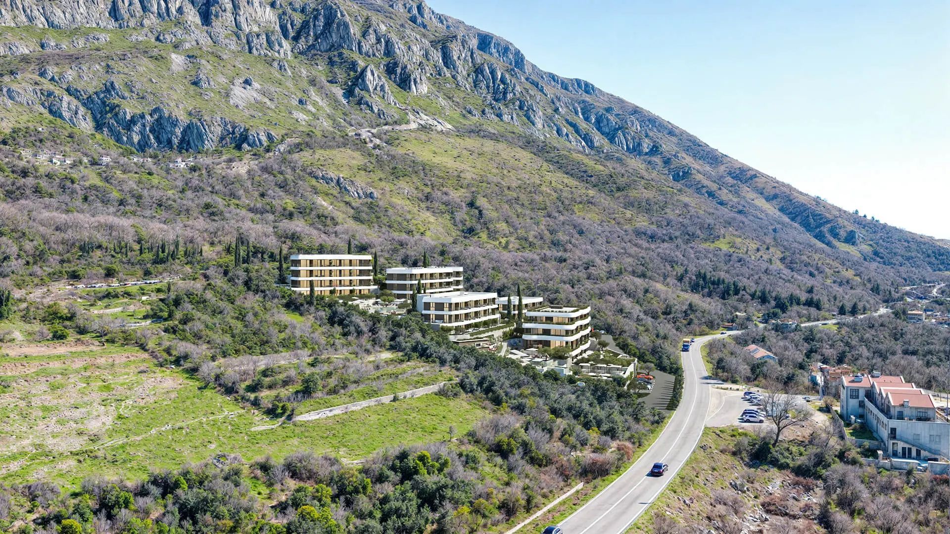 amforaproperty.com/Jednosoban opremljen stan 63.29m2 + 19.52m2 dvorista u luksuznom stambenom kompleksu sa panoramskim pogledom na more, spa centrom i vrhunskim sadržajima u Reževićima, Budva
