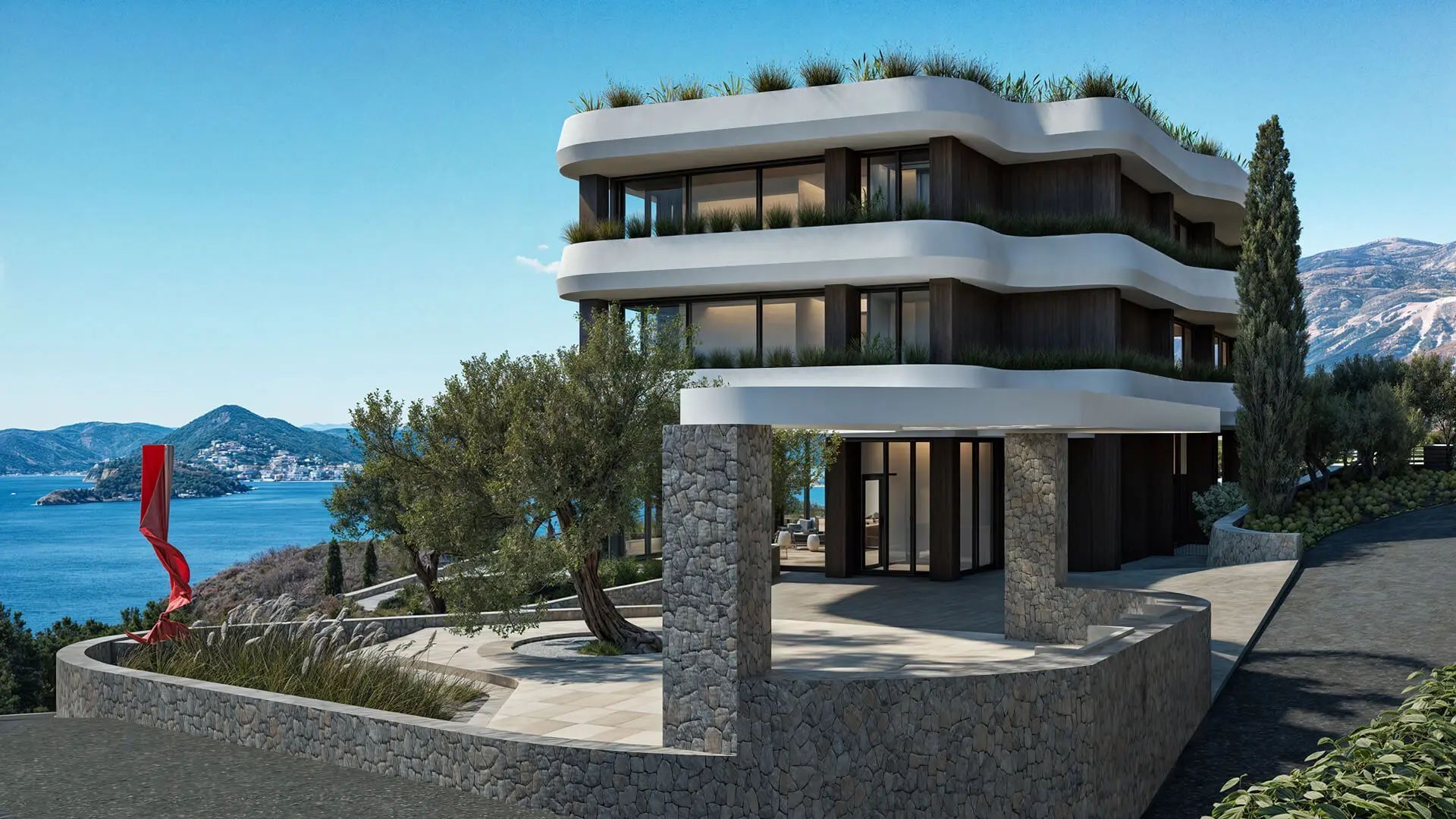 amforaproperty.com/Jednosoban opremljen stan 63.29m2 + 19.52m2 dvorista u luksuznom stambenom kompleksu sa panoramskim pogledom na more, spa centrom i vrhunskim sadržajima u Reževićima, Budva