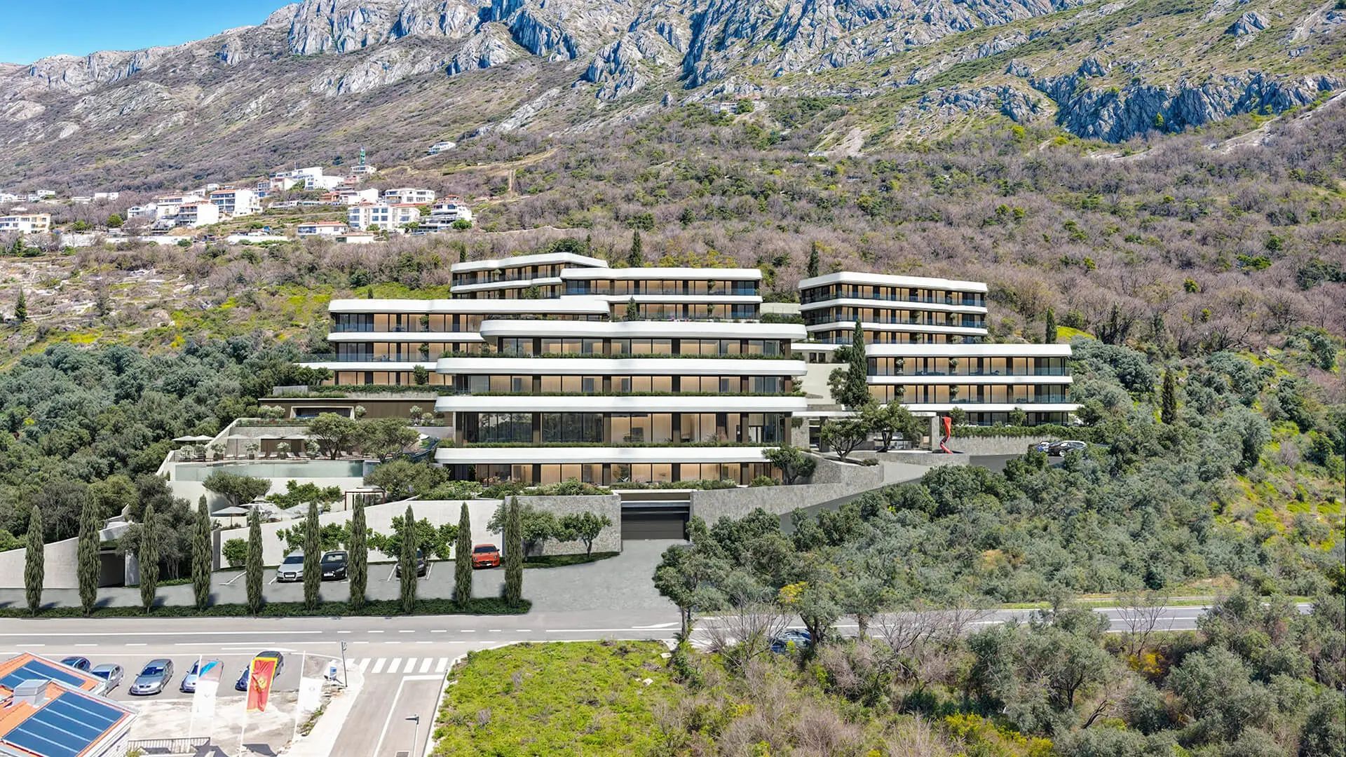 amforaproperty.com/Jednosoban opremljen stan 63.29m2 + 19.52m2 dvorista u luksuznom stambenom kompleksu sa panoramskim pogledom na more, spa centrom i vrhunskim sadržajima u Reževićima, Budva