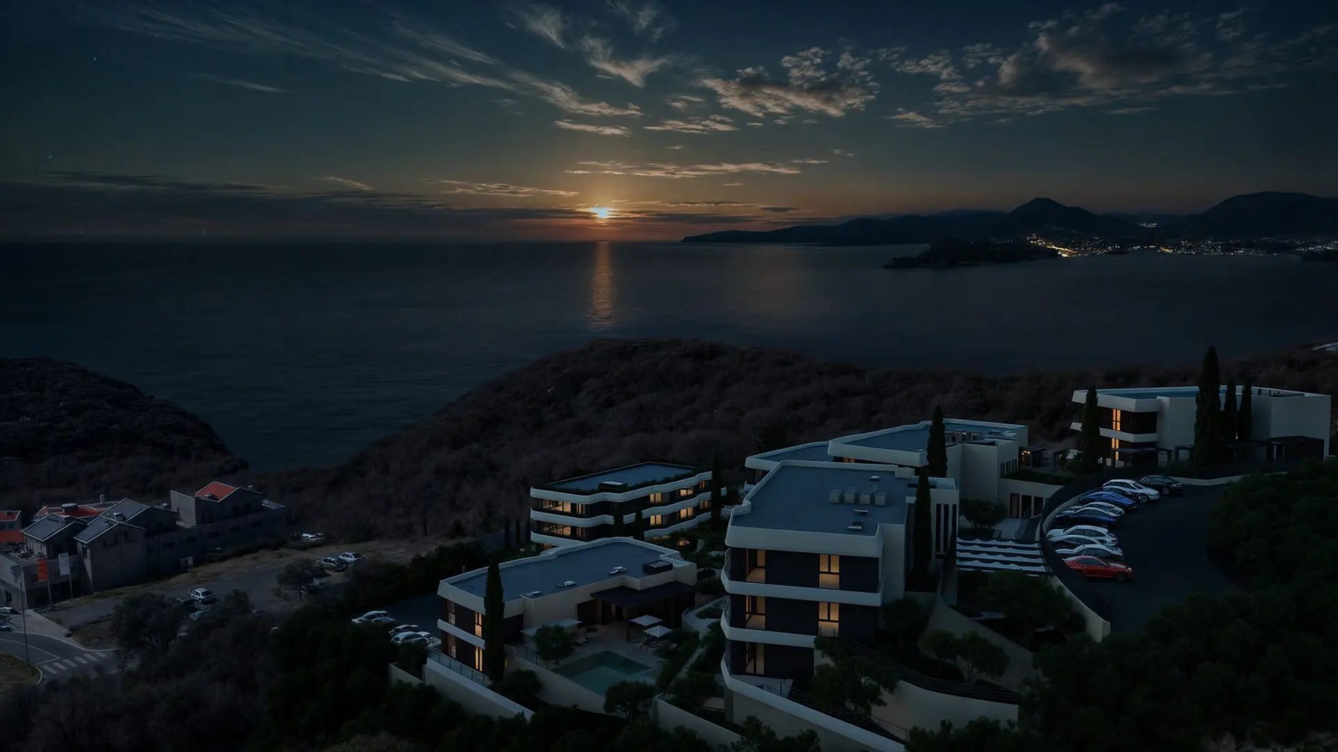 Jednosoban opremljen stan 70.33m2 + 20.10m2 dvorista u luksuznom stambenom kompleksu sa panoramskim pogledom na more, spa centrom i vrhunskim sadržajima u Reževićima, Budva - Amfora Real Estate