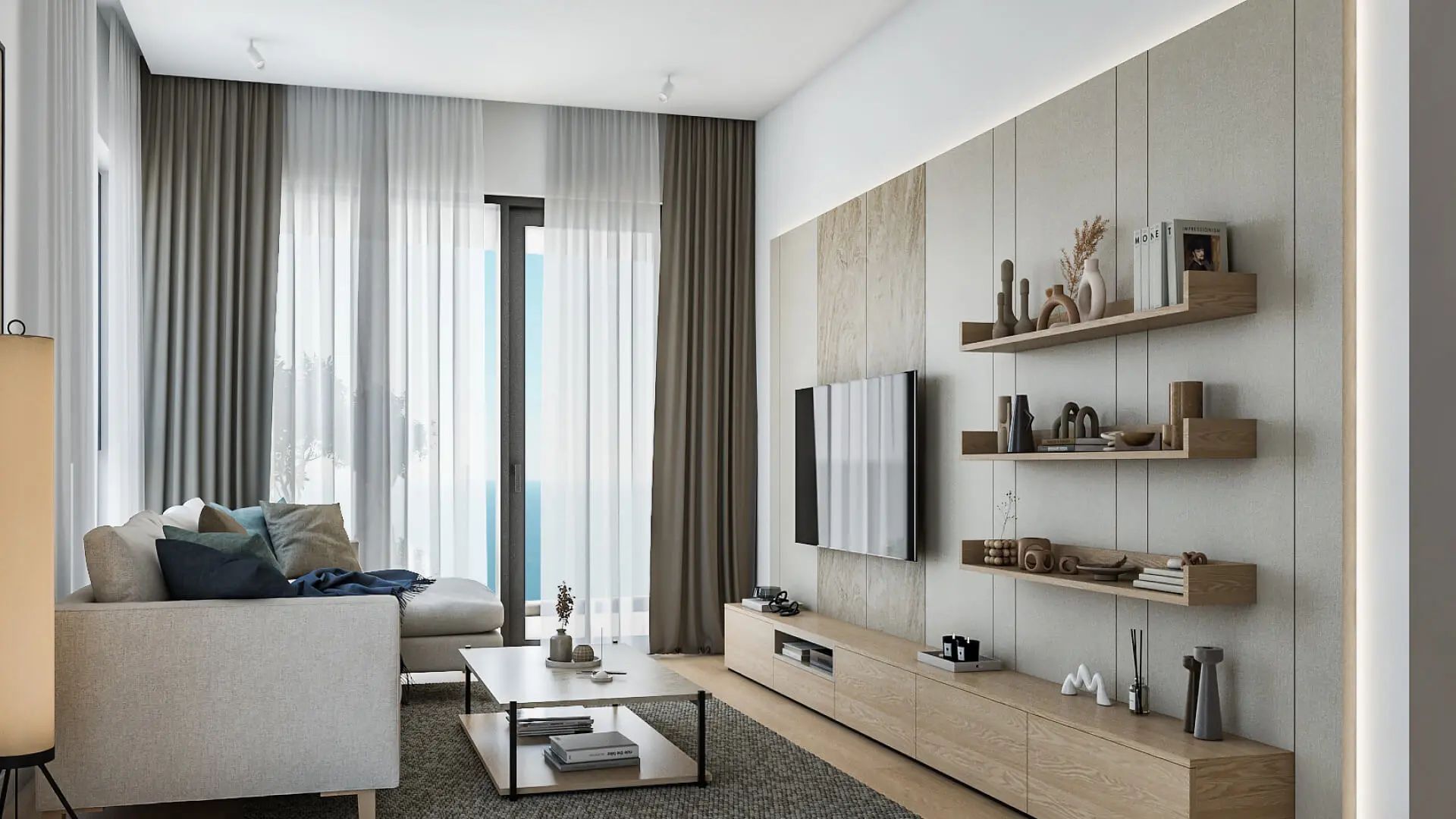 Jednosoban opremljen stan 70.33m2 + 20.10m2 dvorista u luksuznom stambenom kompleksu sa panoramskim pogledom na more, spa centrom i vrhunskim sadržajima u Reževićima, Budva - Amfora Real Estate