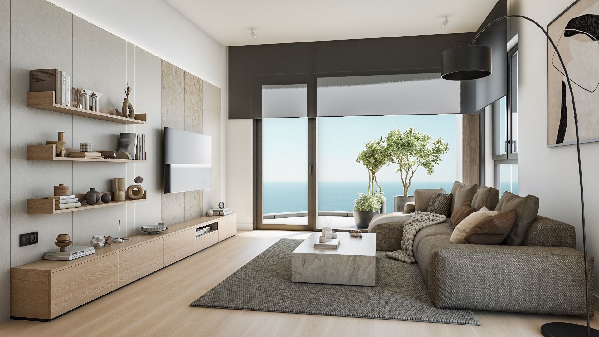 Jednosoban opremljen stan 70.33m2 + 20.10m2 dvorista u luksuznom stambenom kompleksu sa panoramskim pogledom na more, spa centrom i vrhunskim sadržajima u Reževićima, Budva - Amfora Real Estate