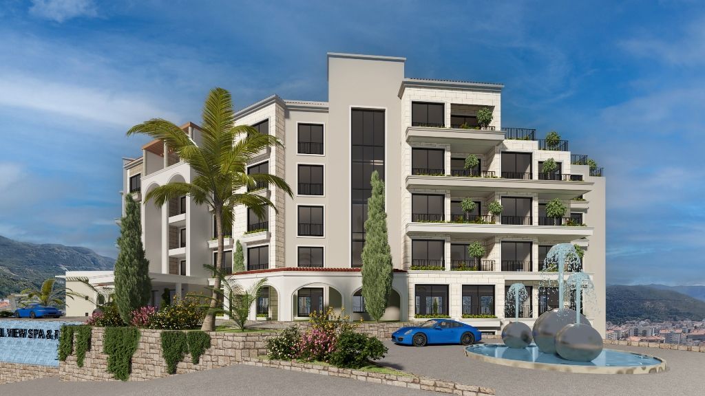 Jednosoban stan u izgradnji 53.24m² sa pogledom na more u luksuznom kompleksu Royal View Resort, Dubovica, Budva - Amfora Real Estate