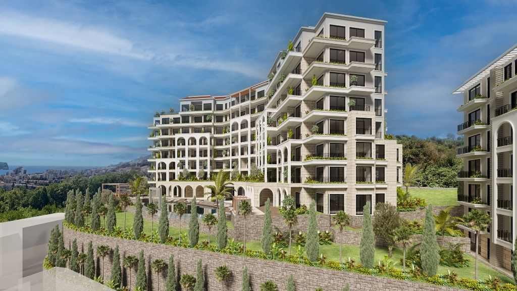 Jednosoban stan u izgradnji 49.83m² sa pogledom na more u luksuznom kompleksu Royal View Resort, Dubovica, Budva - Amfora Real Estate