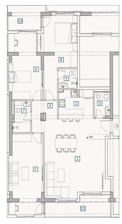 amforaproperty.com/Trosoban stan 114.57m2 u novom stambeno poslovnoj zgradi-Budva,Adok