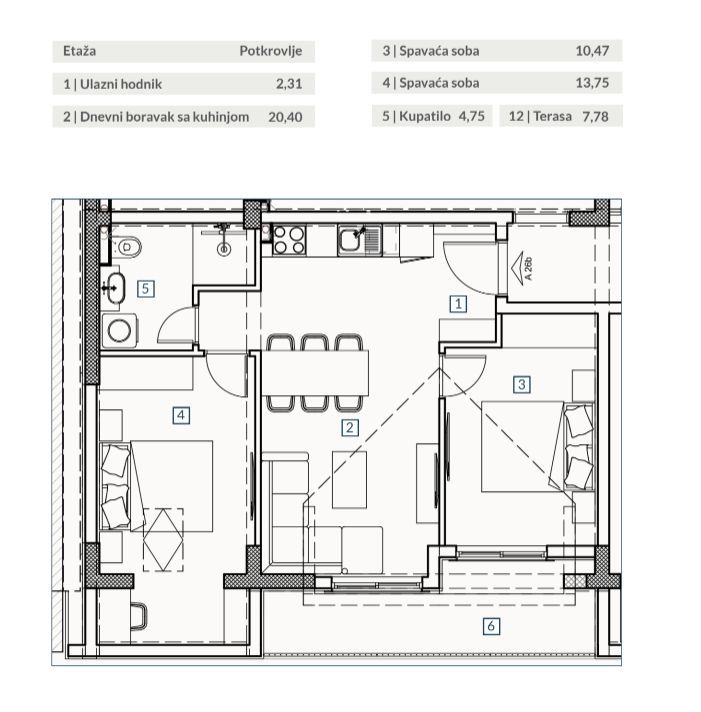 amforaproperty.com/Dvosoban stan 59.46m² sa pogledom na more u novom stambeno poslovnoj zgradi-Budva,Adok