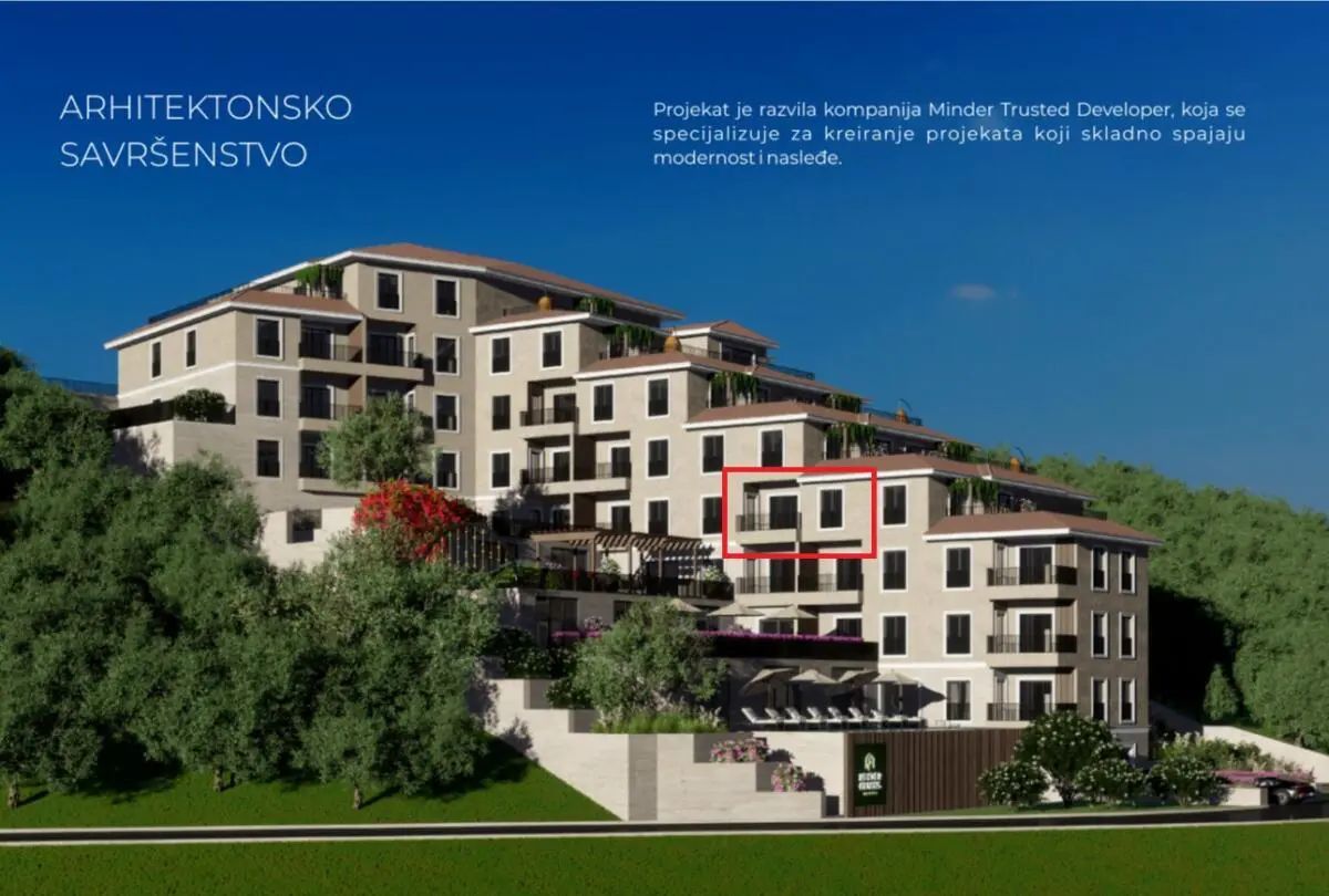amforaproperty.com/Jednosoban stan 40m² sa garaznim mestom u novom stambenom kompleksu Minder Resort, Bečići