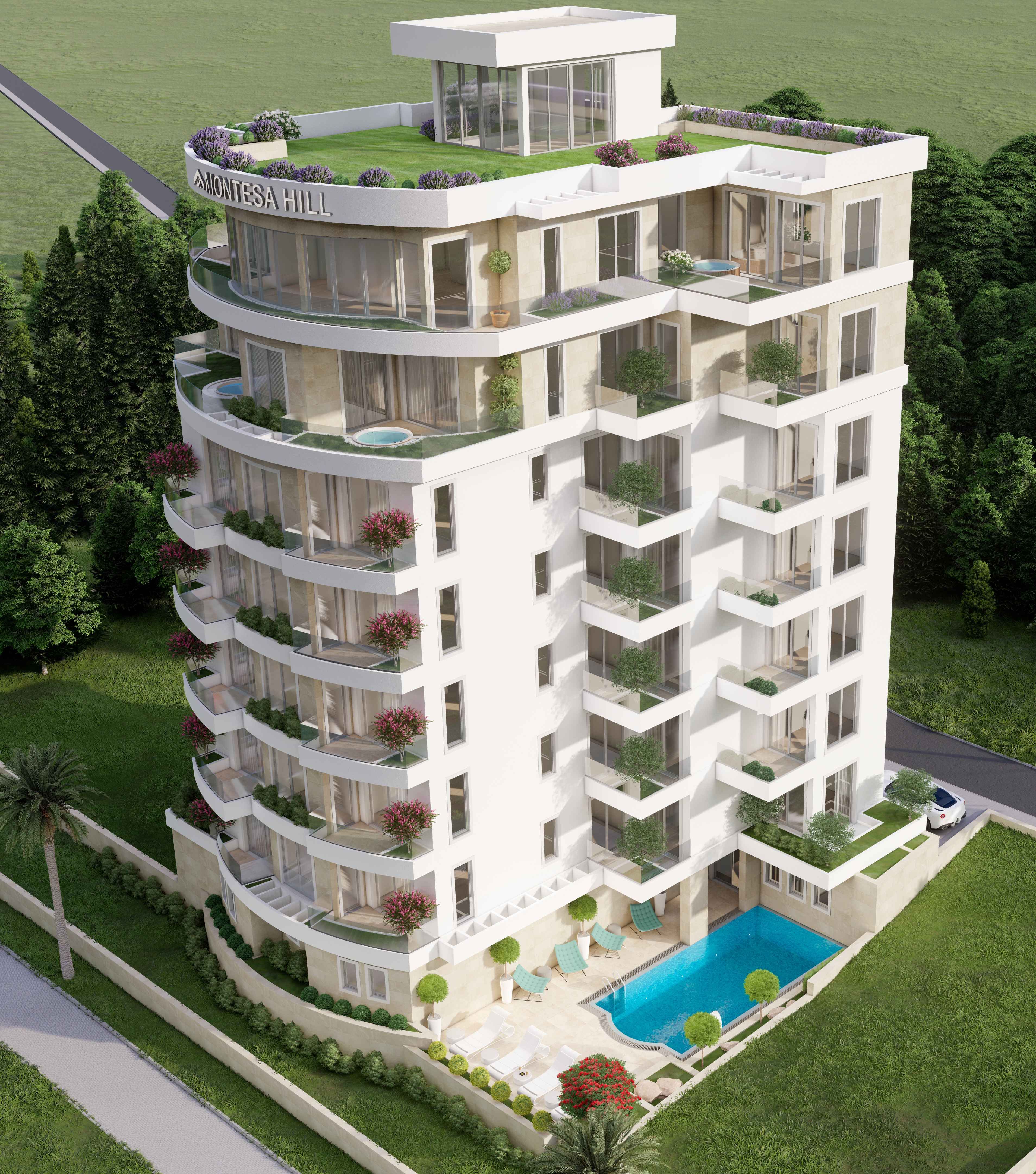 amforaproperty.com/Trosoban stan 100m2+15m2 GRATIS zelene terase,u novom kompleksu sa bazenom, SPA i pogledom na more - BECICI