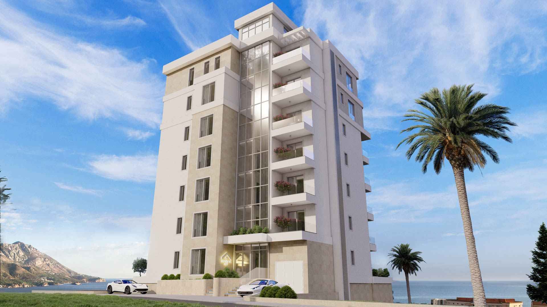 Dvosoban stan 87m2+14m2 GRATIS zelene terase,u novom kompleksu sa bazenom, SPA i pogledom na more - BECICI - Amfora Real Estate