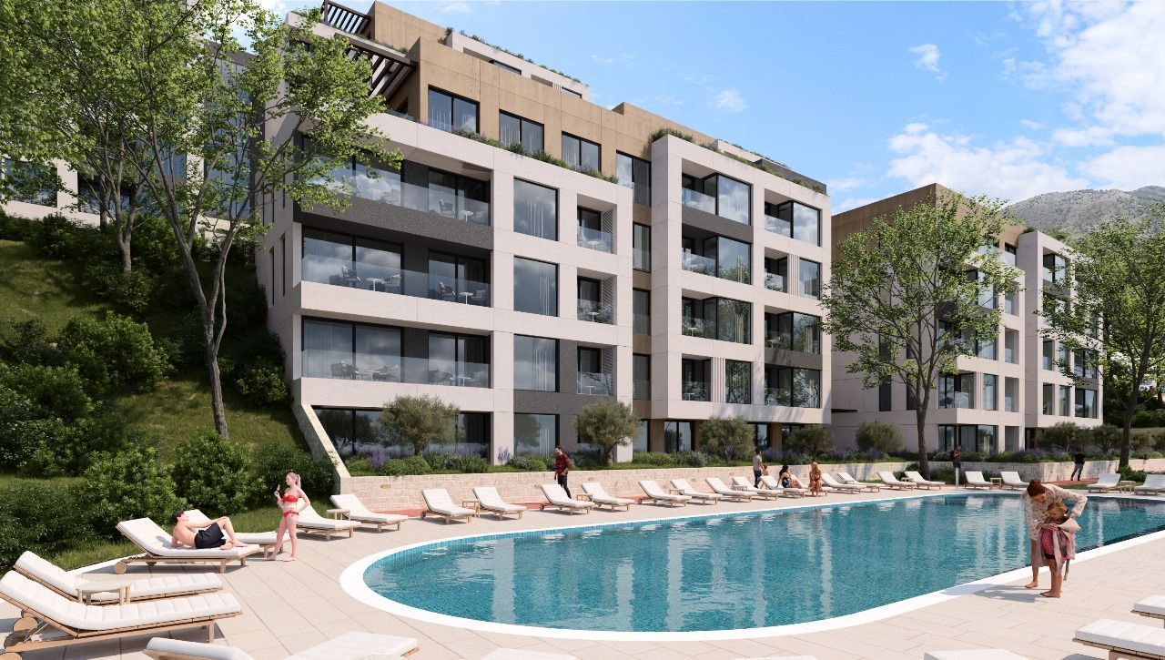 amforaproperty.com/Jednosoban stan 45.39m² u novom kompleksu sa bazenom – Tivat, Mrčevac