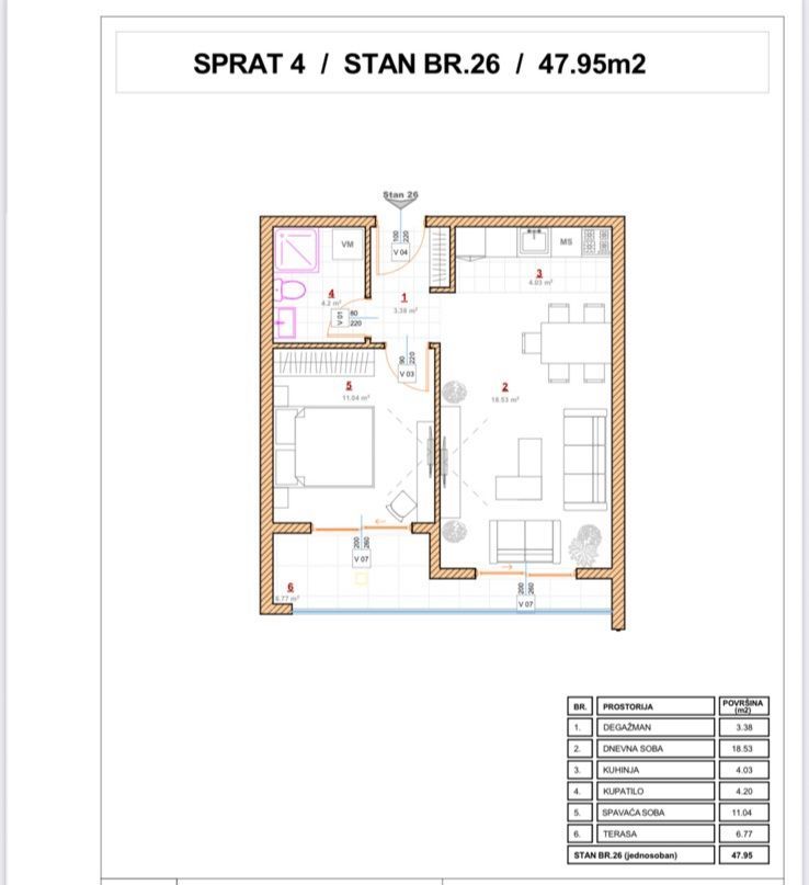 amforaproperty.com/Jednosoban stan 48m² u izgradnji sa pogledom na more – Ulcinj, Pinješ