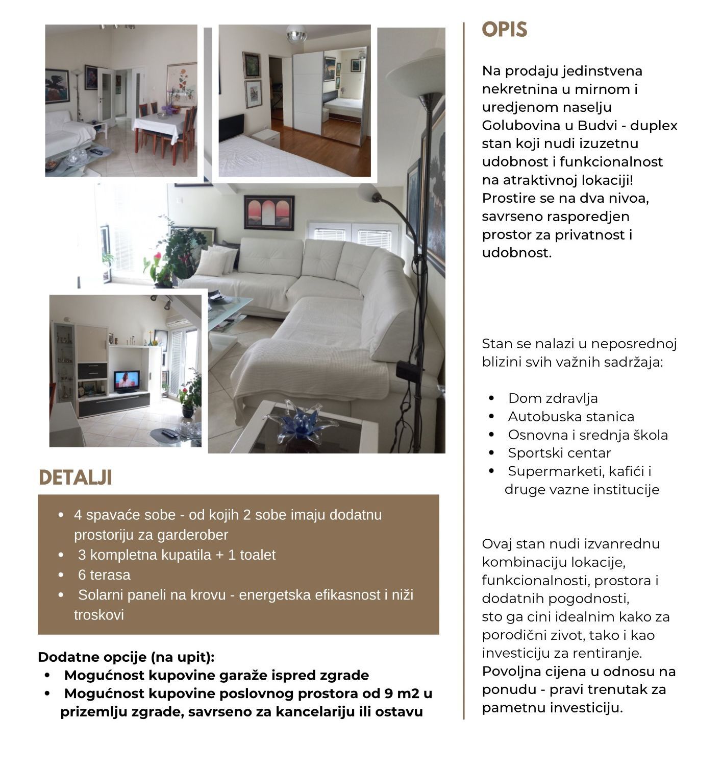 amforaproperty.com/Prostran cetvorosoban dupleks stan 168m² sa 6 terasa u naselju Golubovina – Budva