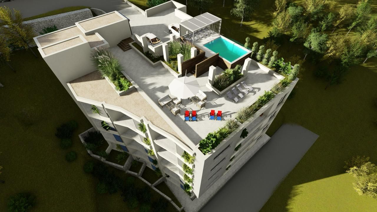 Jednosoban stan 72.63m2 u ekskluzivnom stambenom kompleksu sa panoramskim pogledom i krovnim bazenom u Bečićima - Amfora Real Estate