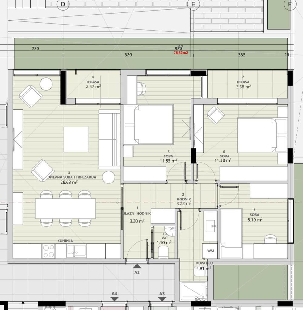 Trosoban stan 78m² u novogradnji sa garažnim mestom – Zabjelo, Podgorica (Završetak 2026) - Amfora Real Estate