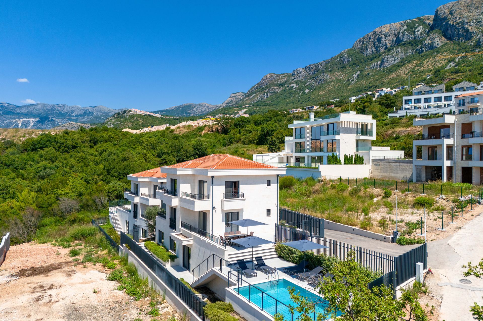 Izdaje se nova luksuzna vila sa bazenom i panoramskim pogledom na more – Reževići, Budva (na duži period) - Amfora Real Estate